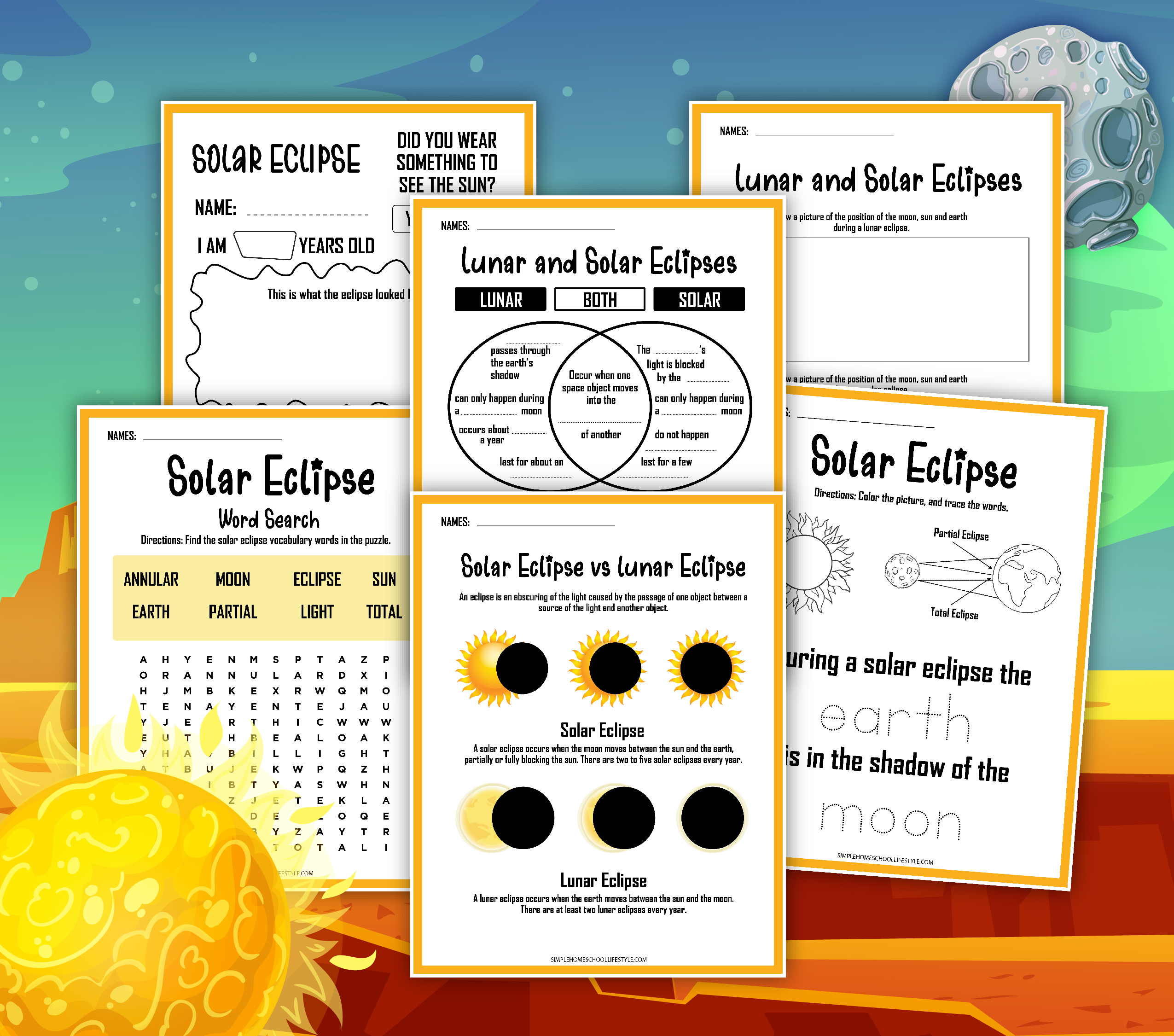 Solar Eclipse Worksheet PDF Free Printable and Unit Study Resources Inside Solar And Lunar Eclipses Worksheet